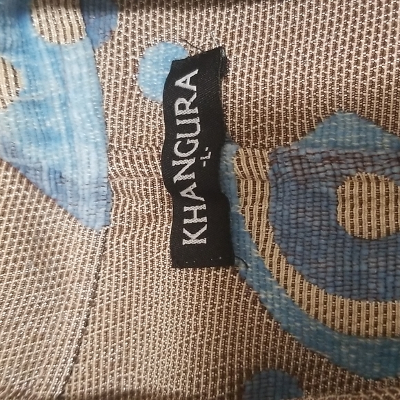 Khangura women's mandarin collar blue tan - Picture 3 of 6